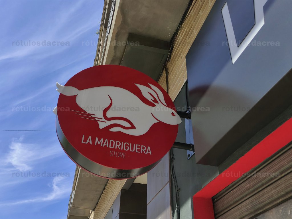 Banderola luminosa circular con conejo sobresaliendo